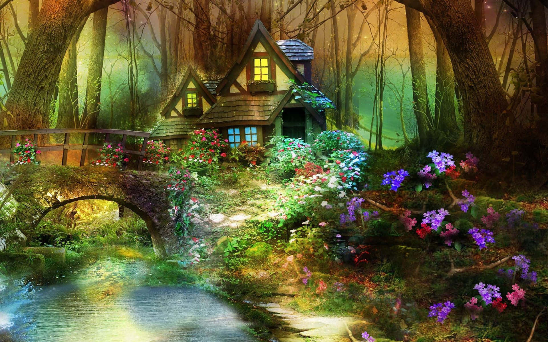 A Fairy House In The Forest Background