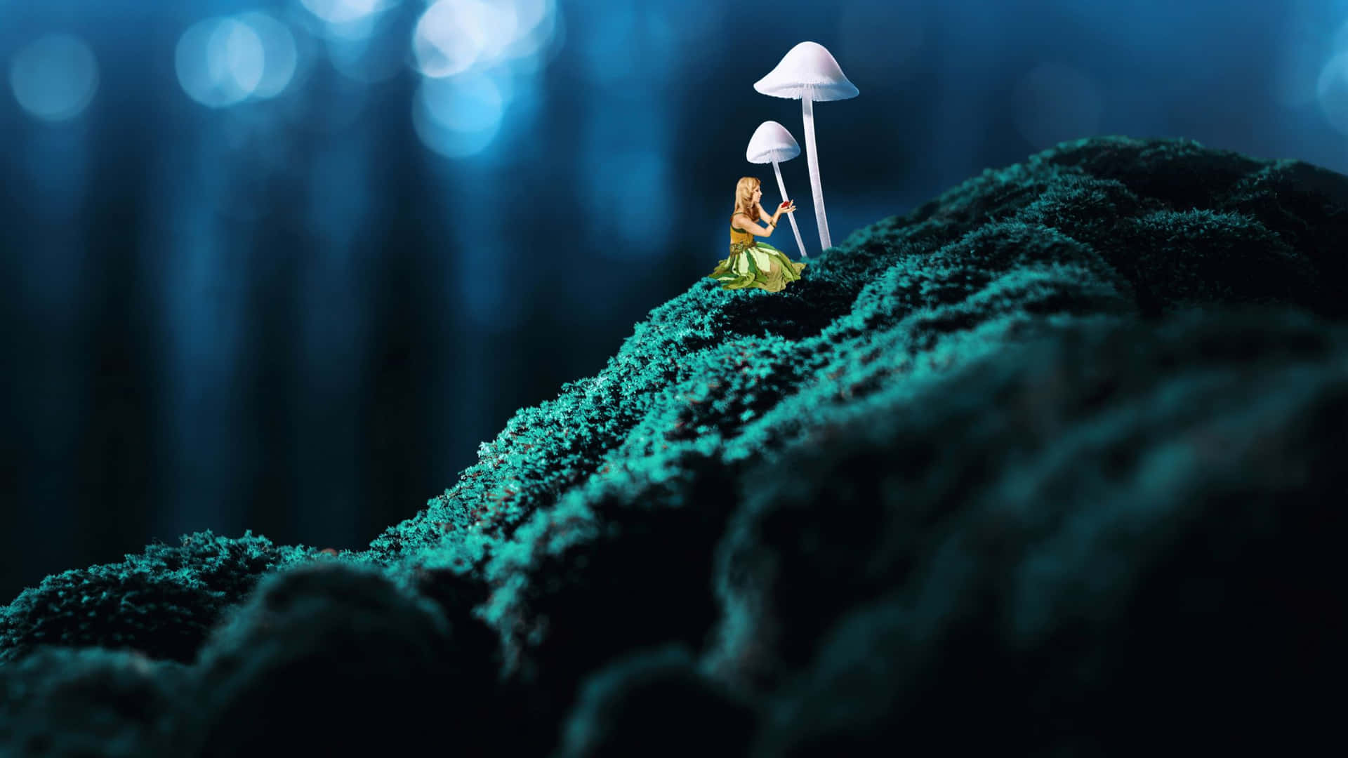 A Fairy Is Standing On A Rocky Mountain Background