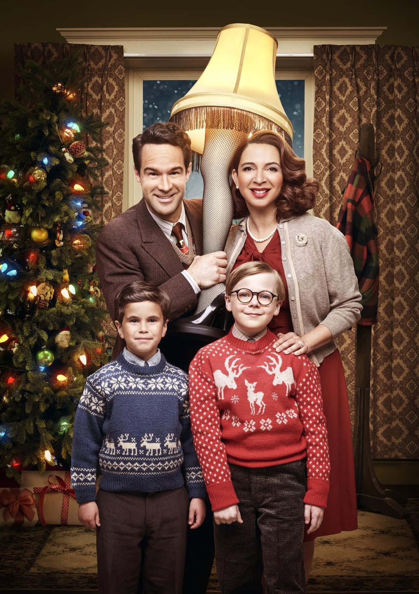 A Family Is Posing For A Christmas Poster