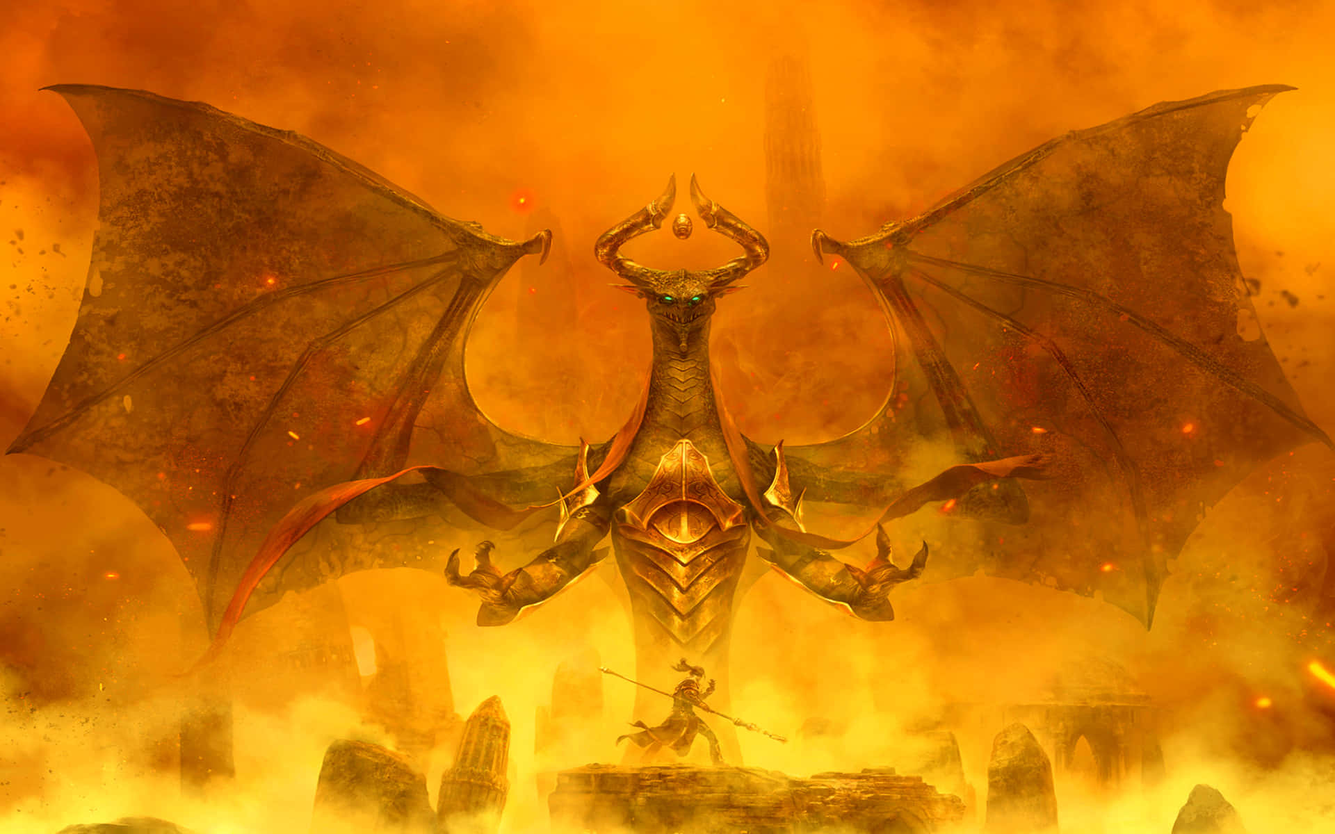 A Fantastic View Of A Powerful Dragon Gliding Through The Sky Background