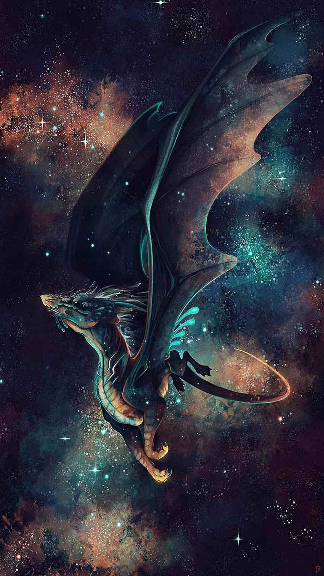 A Fantasy Art Of A Galaxy Dragon Background