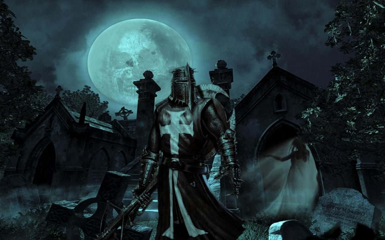 A Fearless Crusader Standing In Defense Of Their Territory. Background