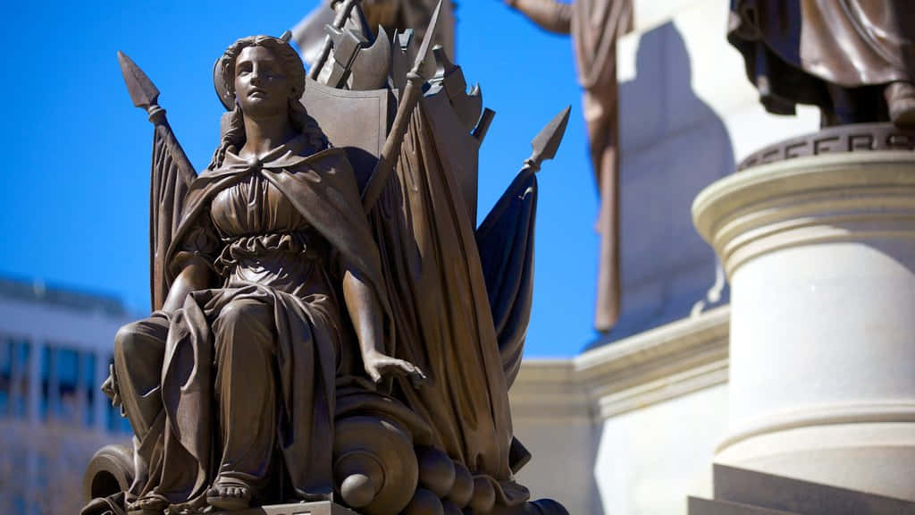 A Female Bronze Statue At The Virginia State Capitol