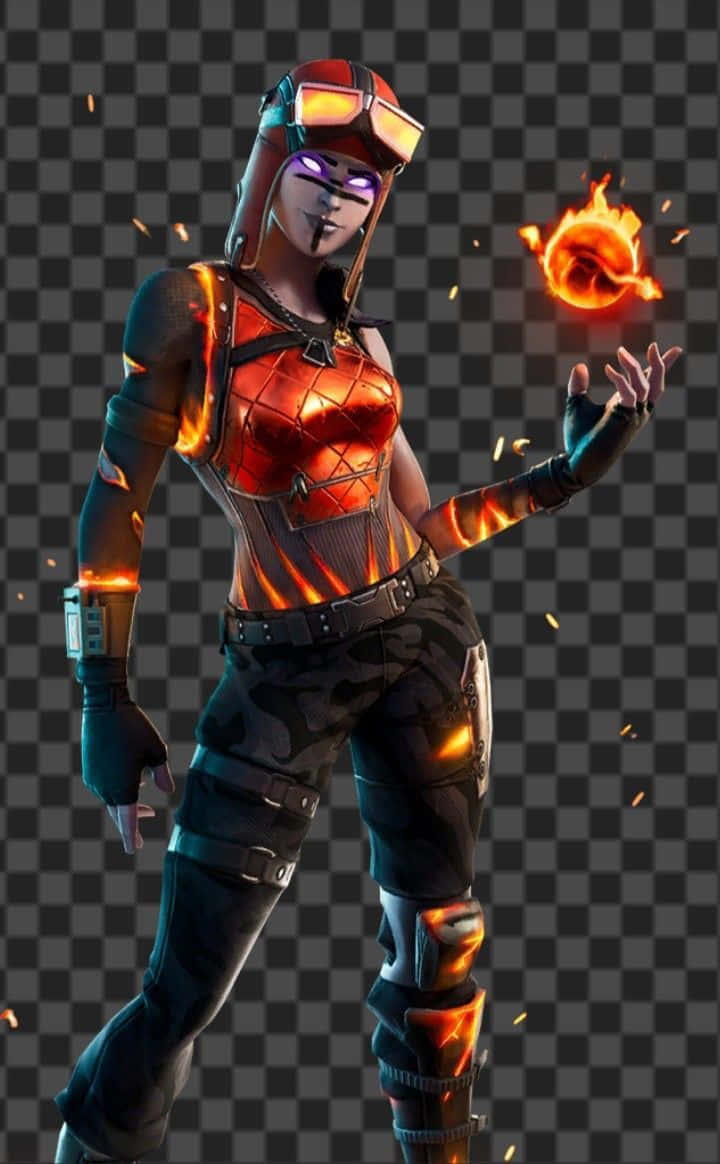 A Female Character In A Fire Suit Background