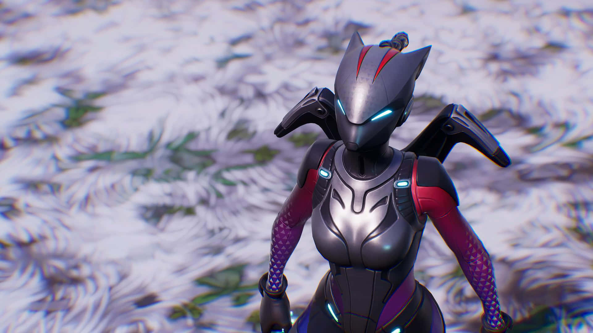 A Female Character In A Futuristic Outfit Standing In The Snow