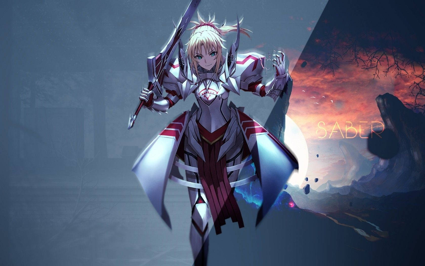 A Female Character With A Sword In Front Of A Dark Background