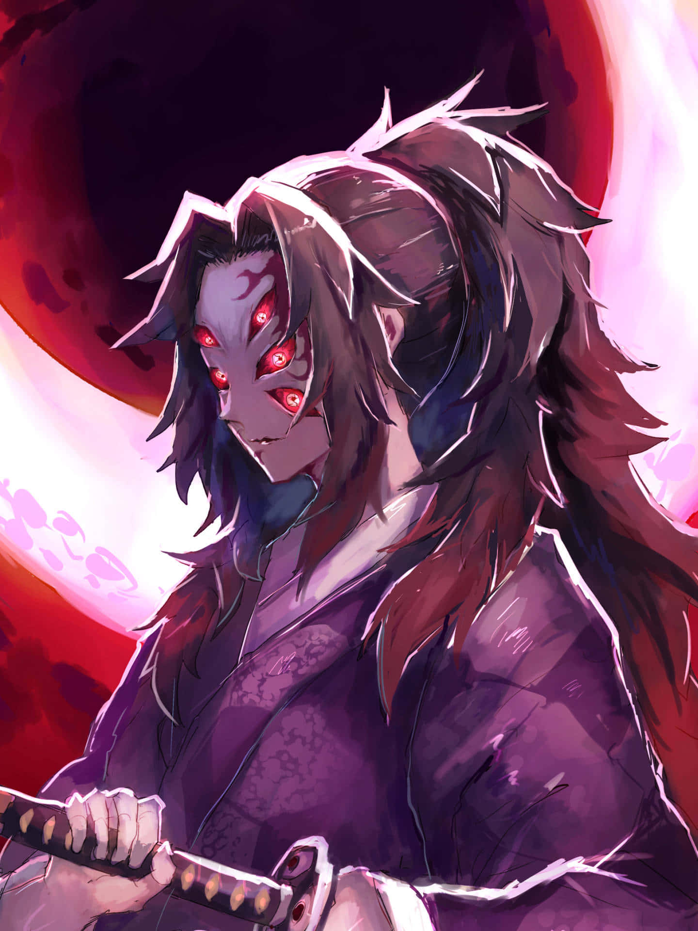 A Female Samurai With A Sword In Her Hand Background