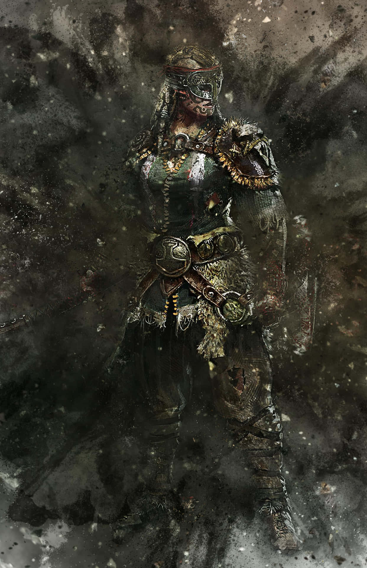 A Female Warrior, Ready To Defend Honor Background