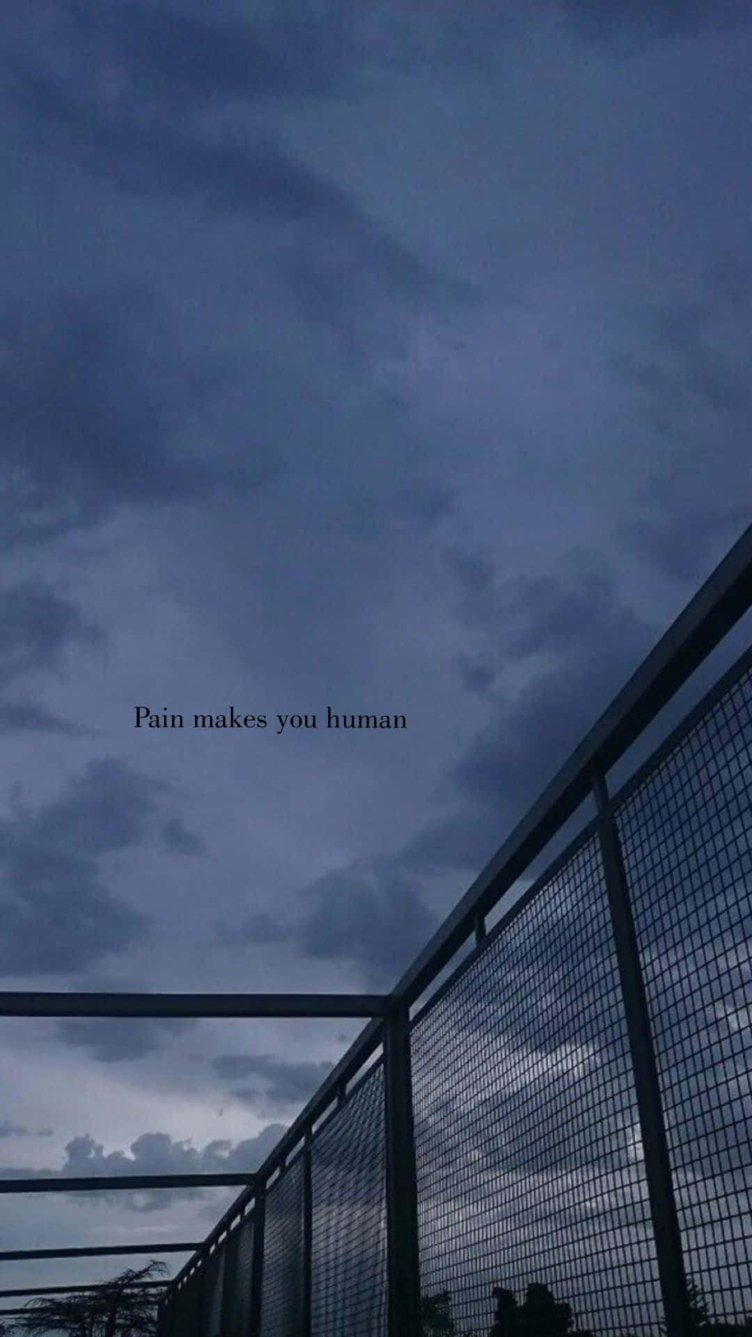 A Fence With The Words,'pale Clouds Over Your Human' Background