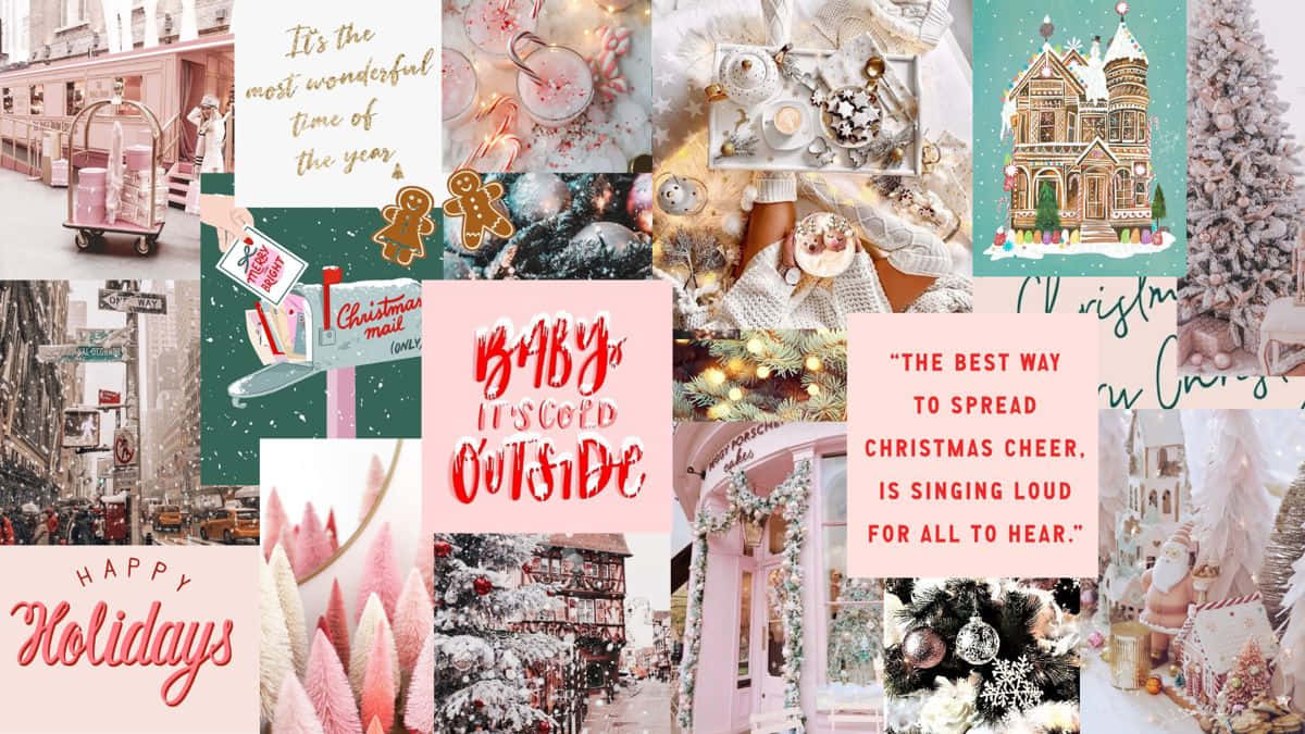 A Festive Christmas Collage For Your Laptop Background