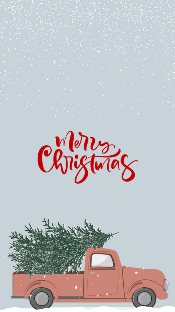 A Festive Christmas Scene With A Classic Vintage Truck. Background