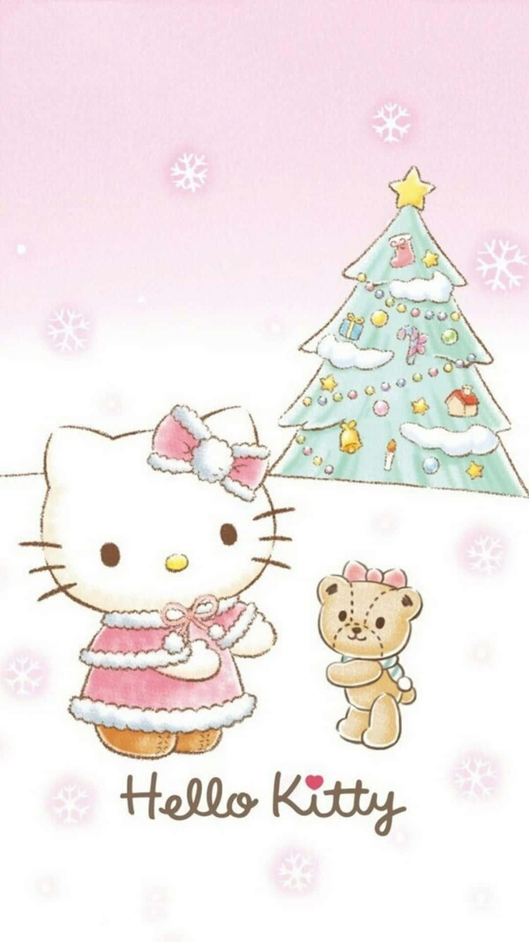 A Festive Hello Kitty In A Santa Hat For The Holidays Background