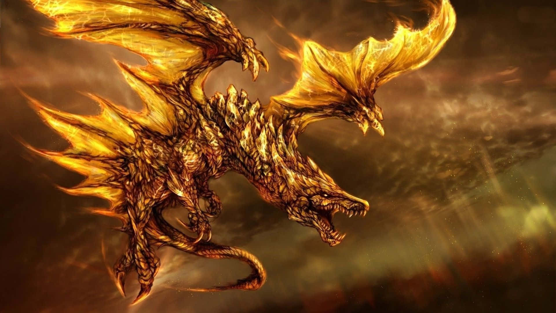 A Fierce Dragon Playing In The Water Background