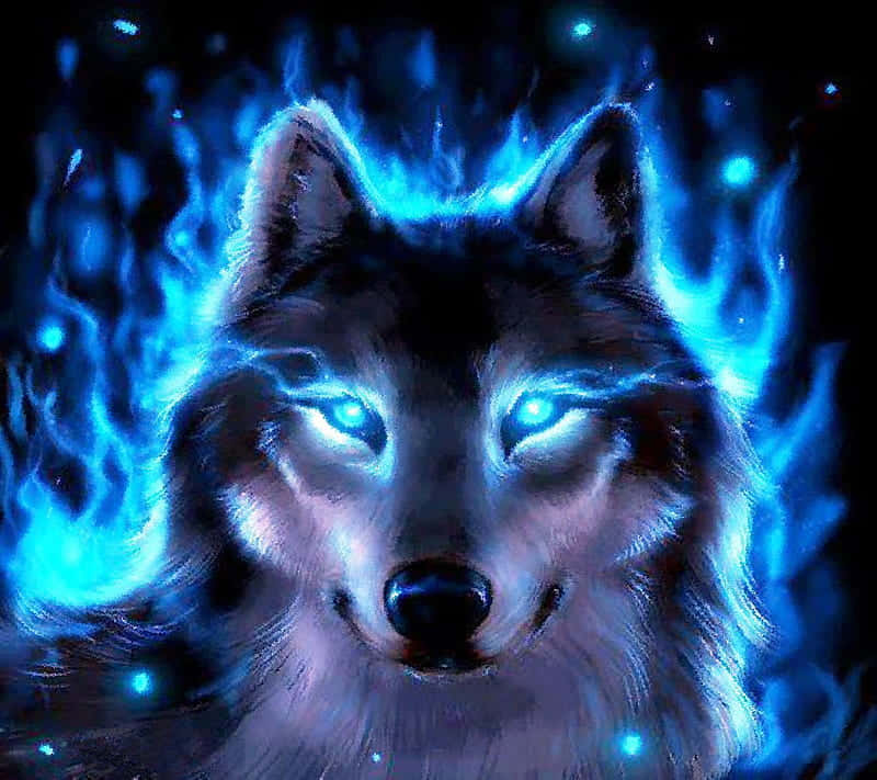 A Fierce Fire And Ice Wolf In A Hazardous Blizzard. Background