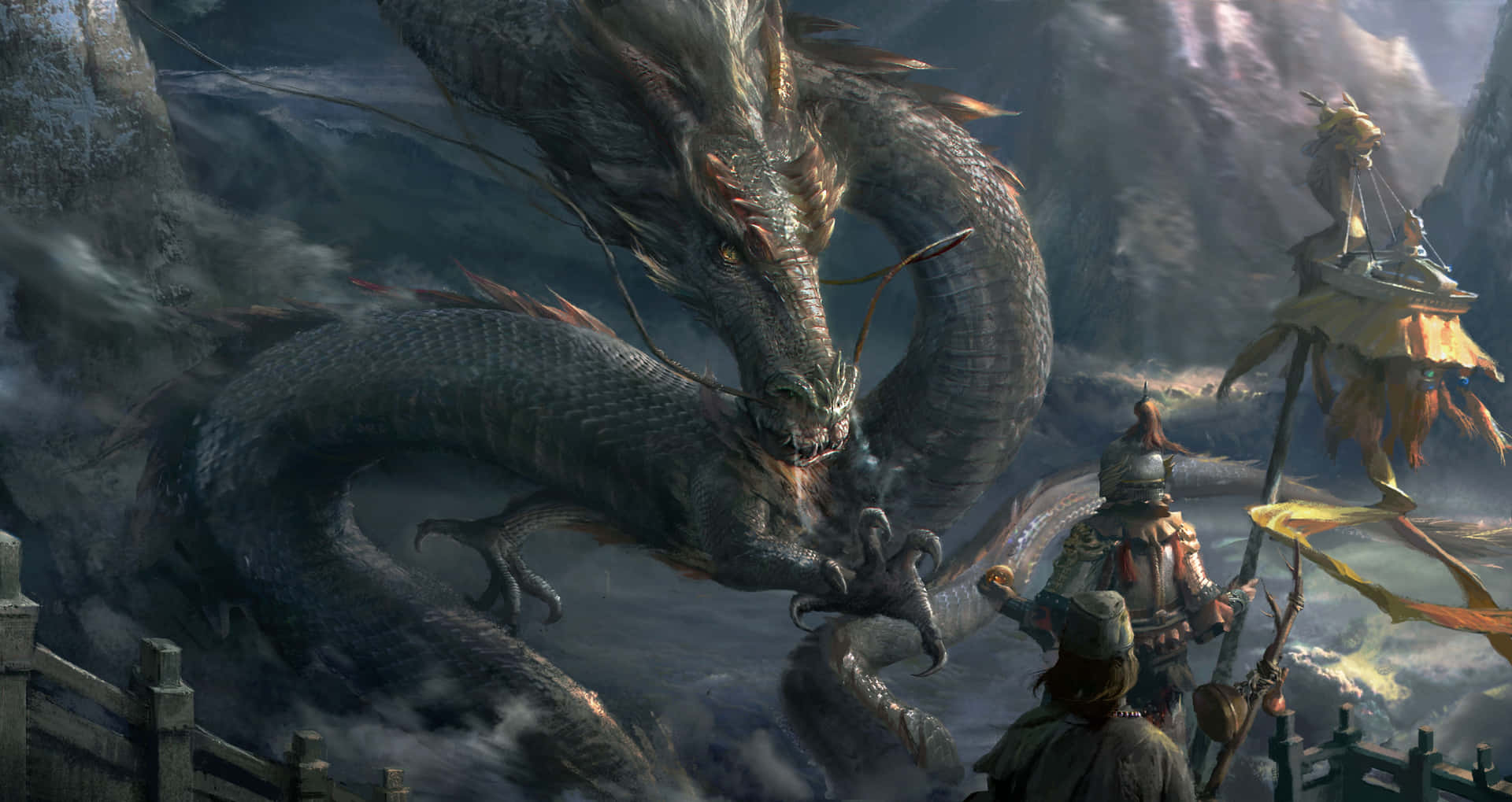 A Fierce Mythical Dragon Unleashed To Soar The Sky Background