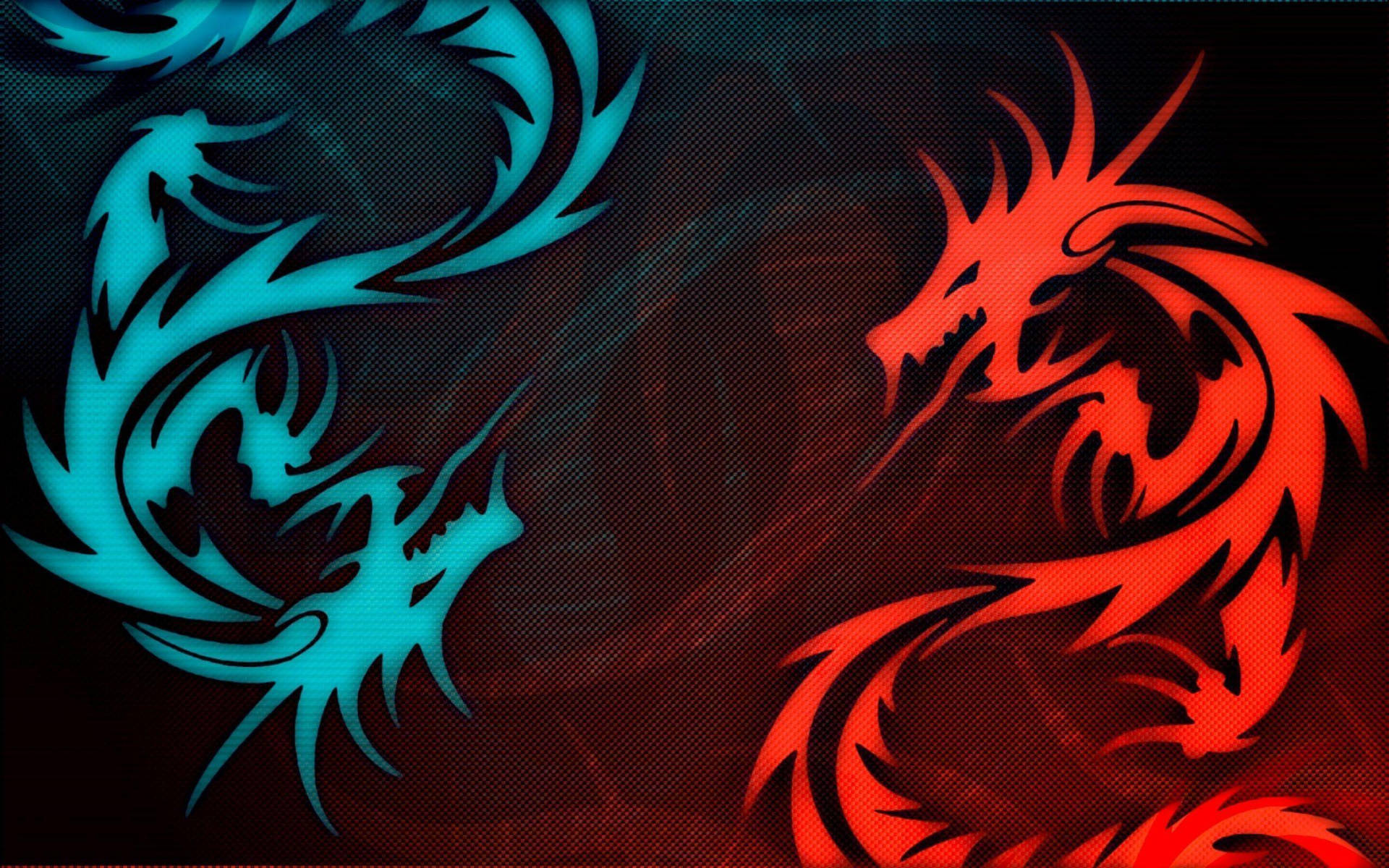 A Fierce Red And Blue Dragon Looms In The Sky Background