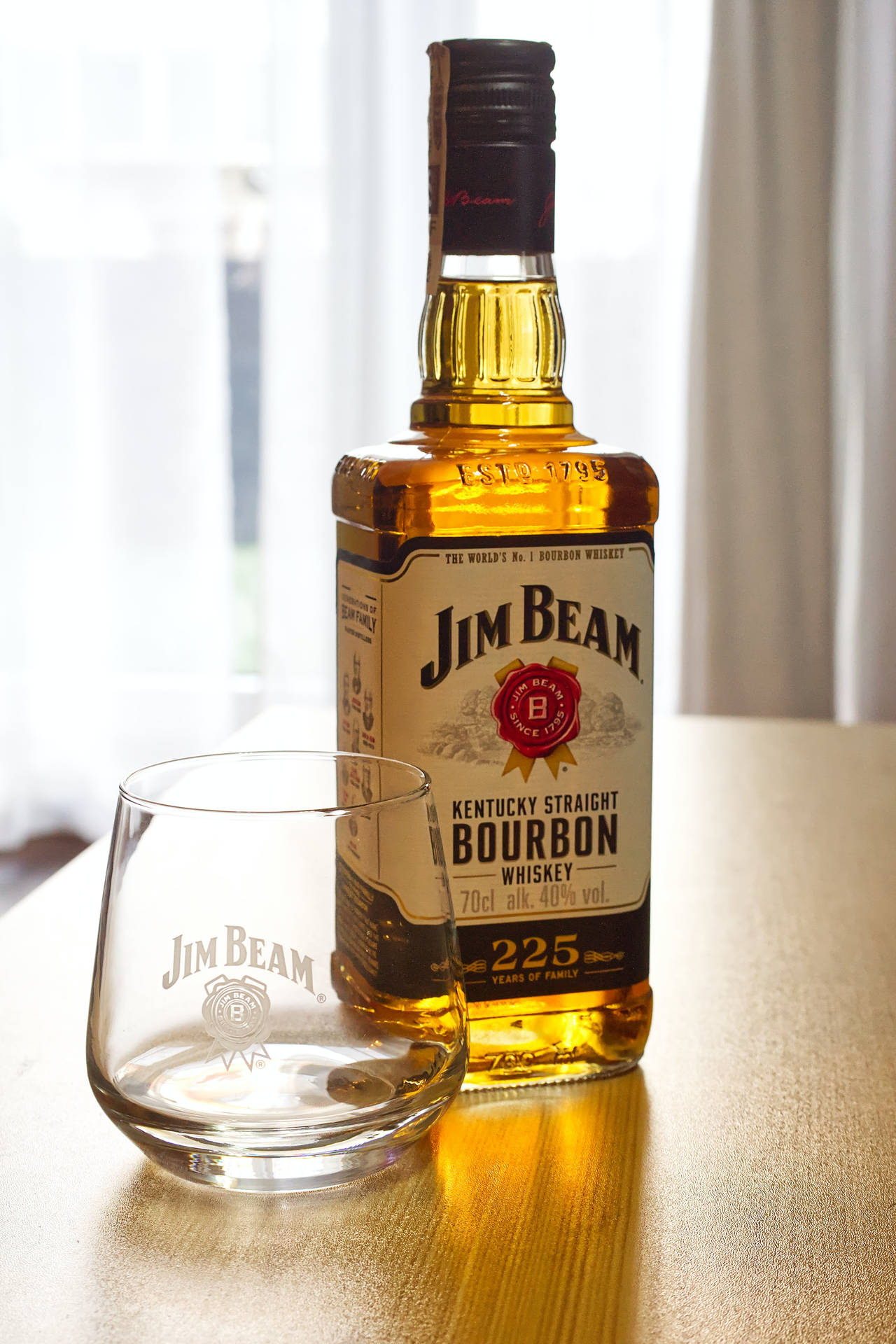 A Fine Bottle Of Jim Beam Bourbon Whiskey Background