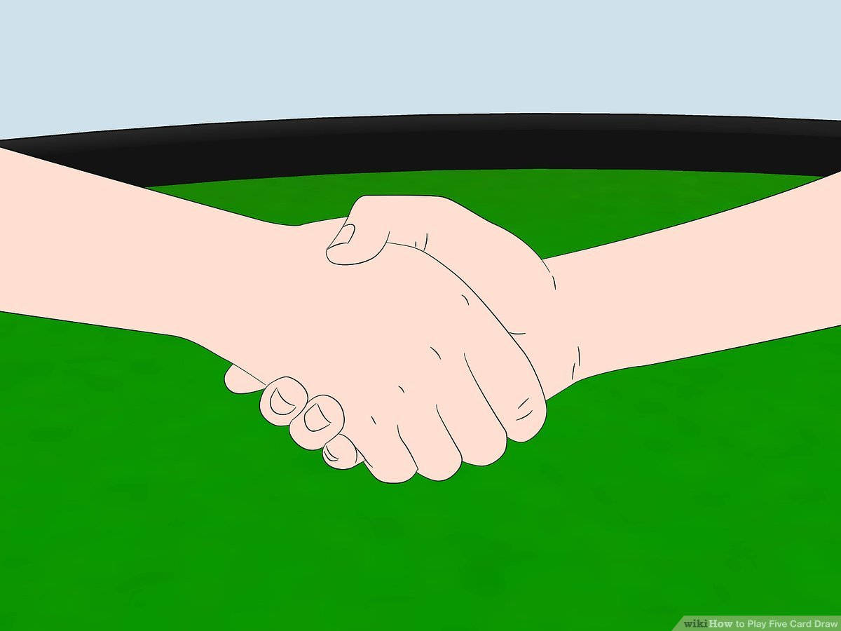 A Firm Handshake Over A Thrilling Five-card Draw Game Background