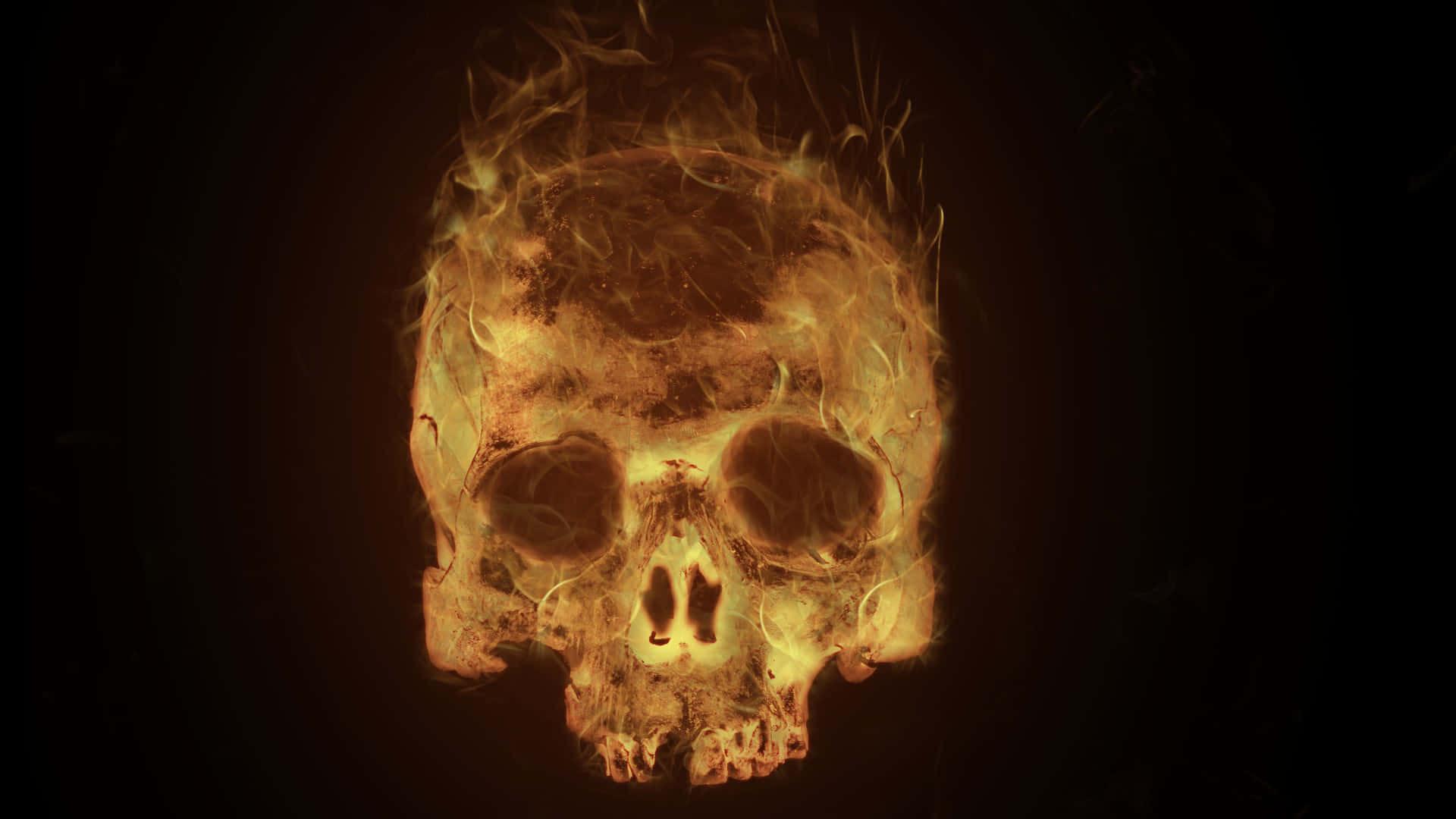 A Flaming Skull Brought To Life Background