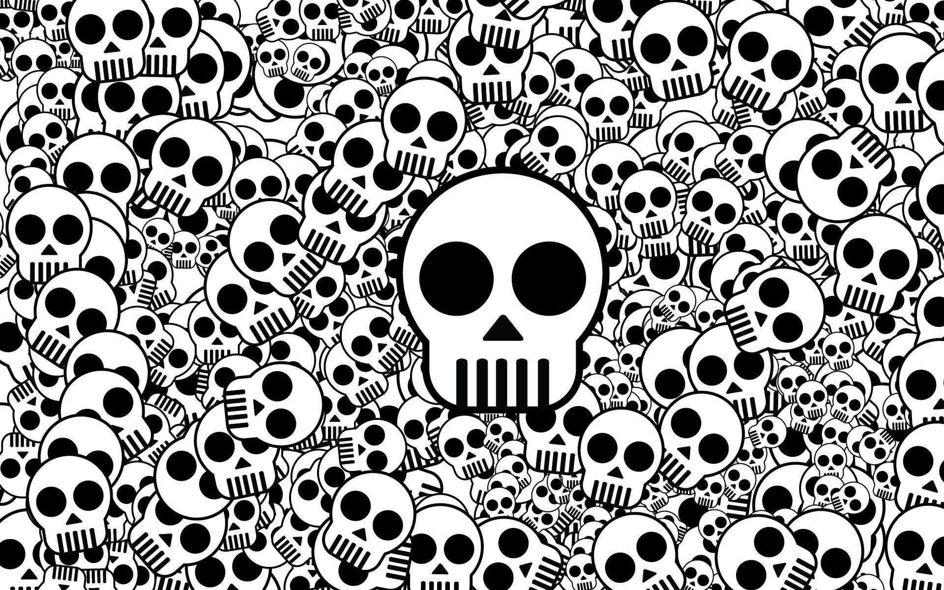 A Flock Of Cute Skeleton Skulls Background