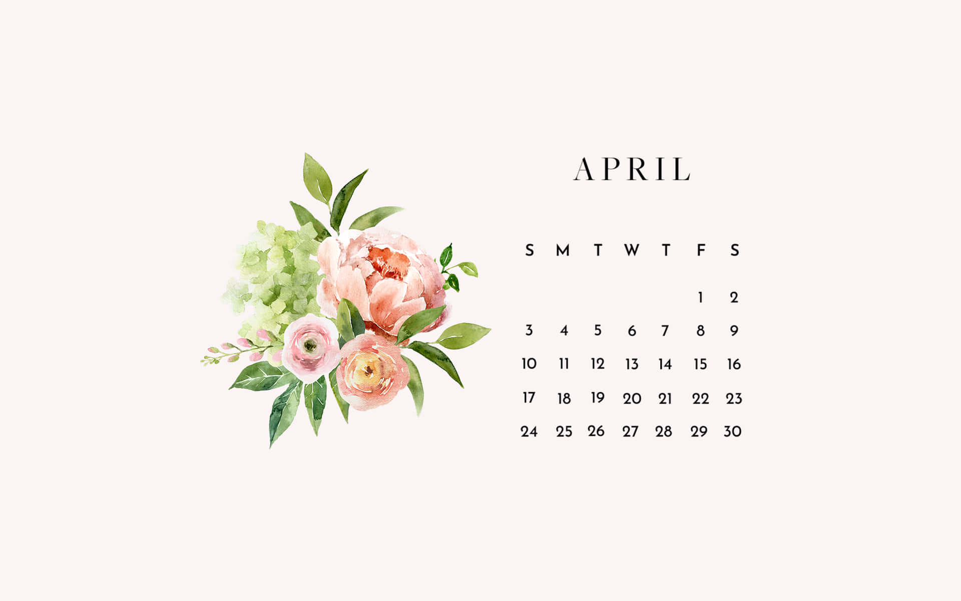 A Floral Calendar With The Word April Background