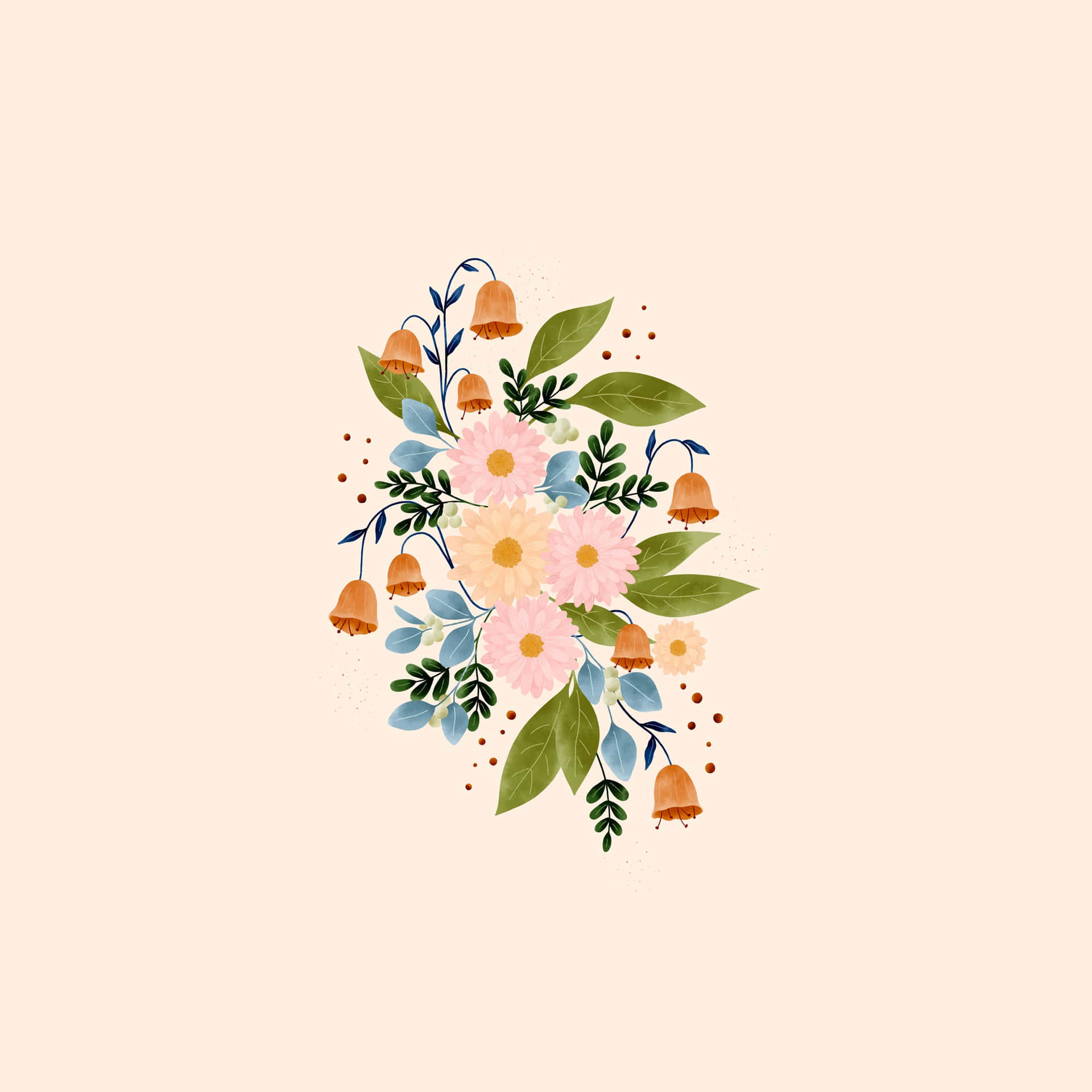 A Floral Illustration On A Beige Background Background