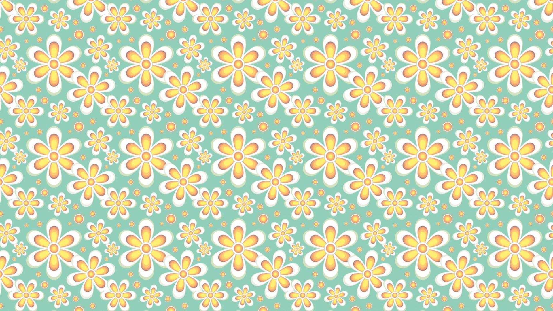 A Floral Pattern In Turquoise And Yellow Background