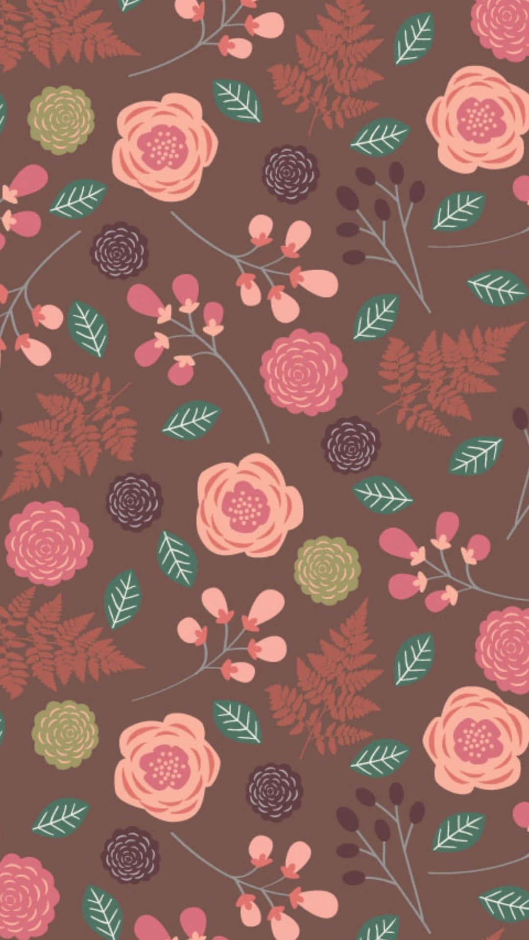 A Floral Pattern With Pink And Brown Flowers