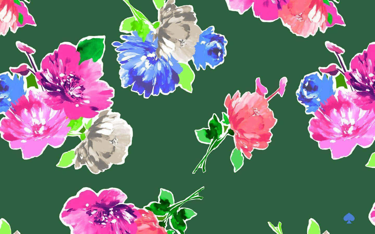 A Floral Pattern With Pink, Purple And Blue Flowers Background