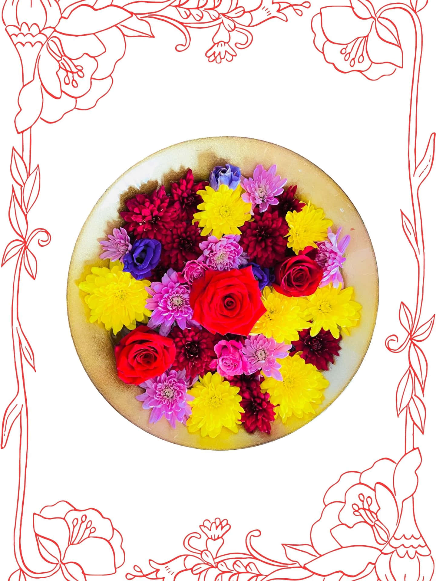 A Flower Arrangement In A Bowl Background