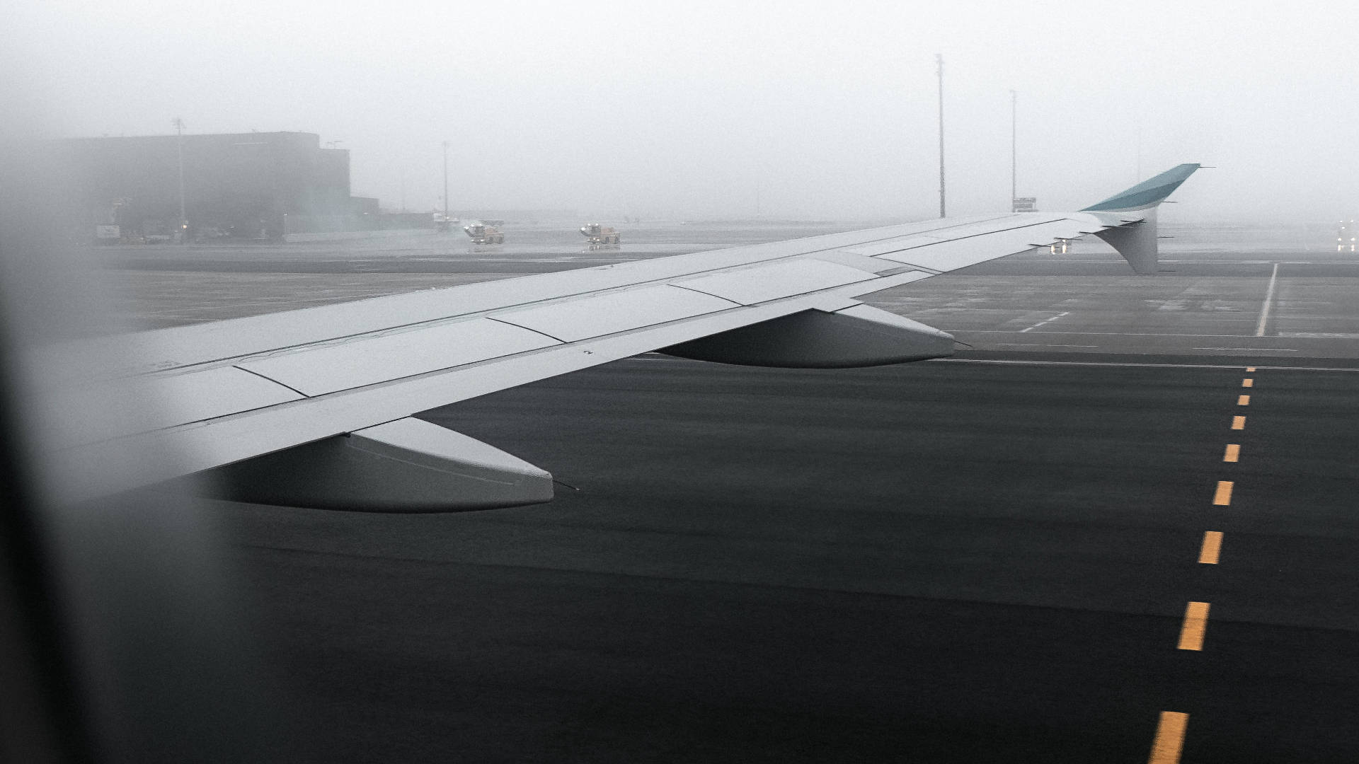 A Foggy Plane Window View