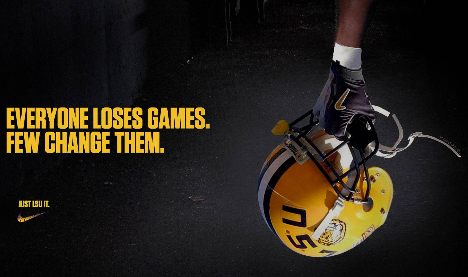 A Football Helmet With The Words, Everyone Loses Games, Few Change Them Background