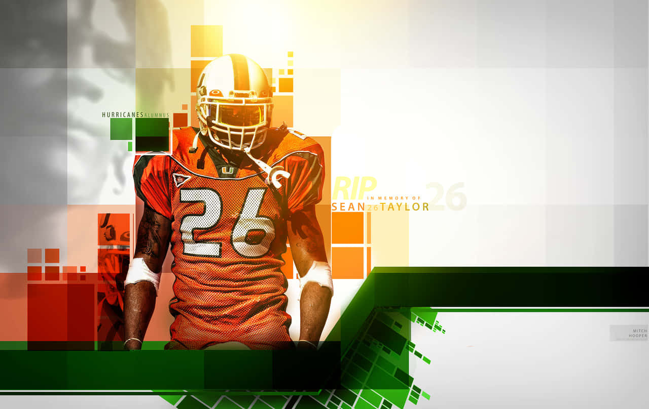 A Football Player In A Green And Orange Uniform Background