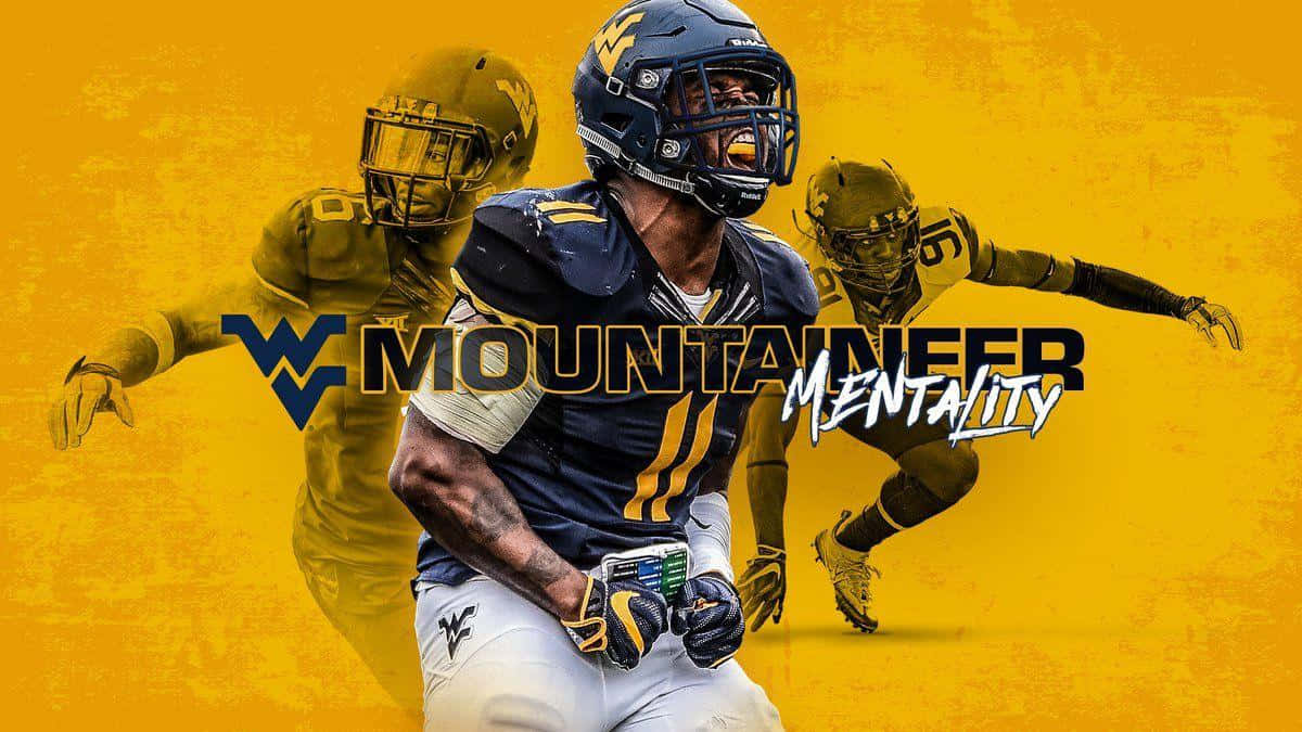 A Football Player With The Words Mountaineer Hearthstone On It Background