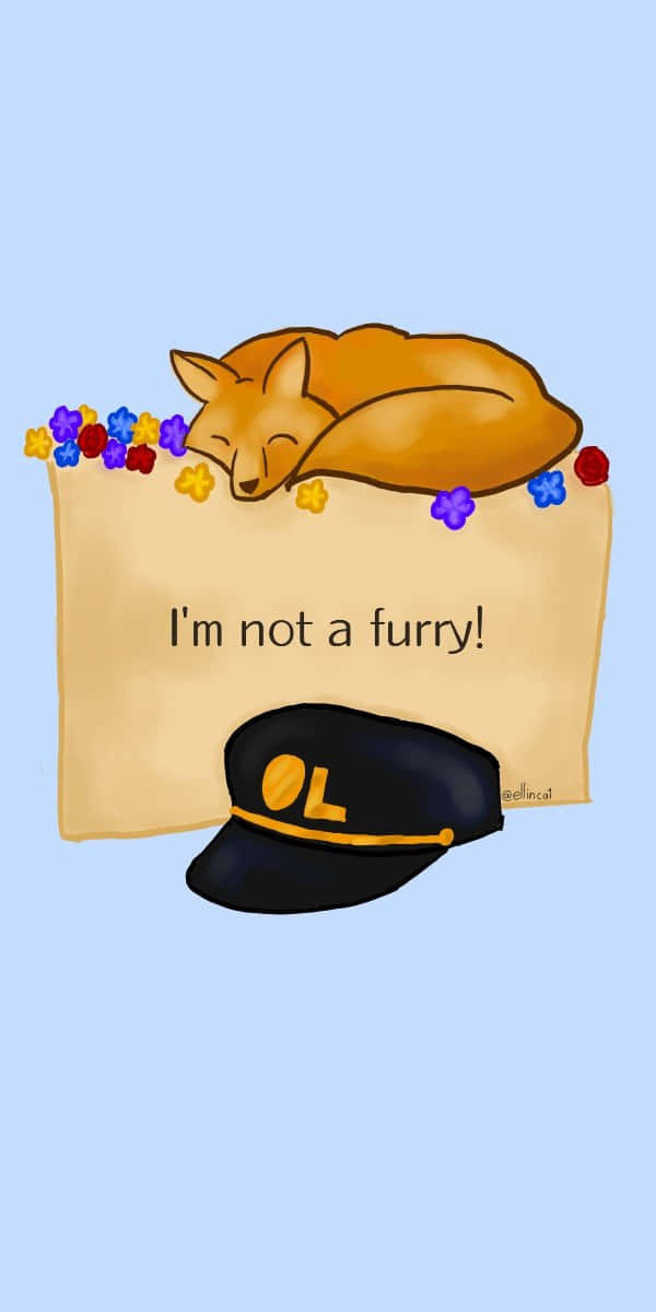 A Fox Sleeping With A Hat And A Note Saying I'm Not A Furry Background