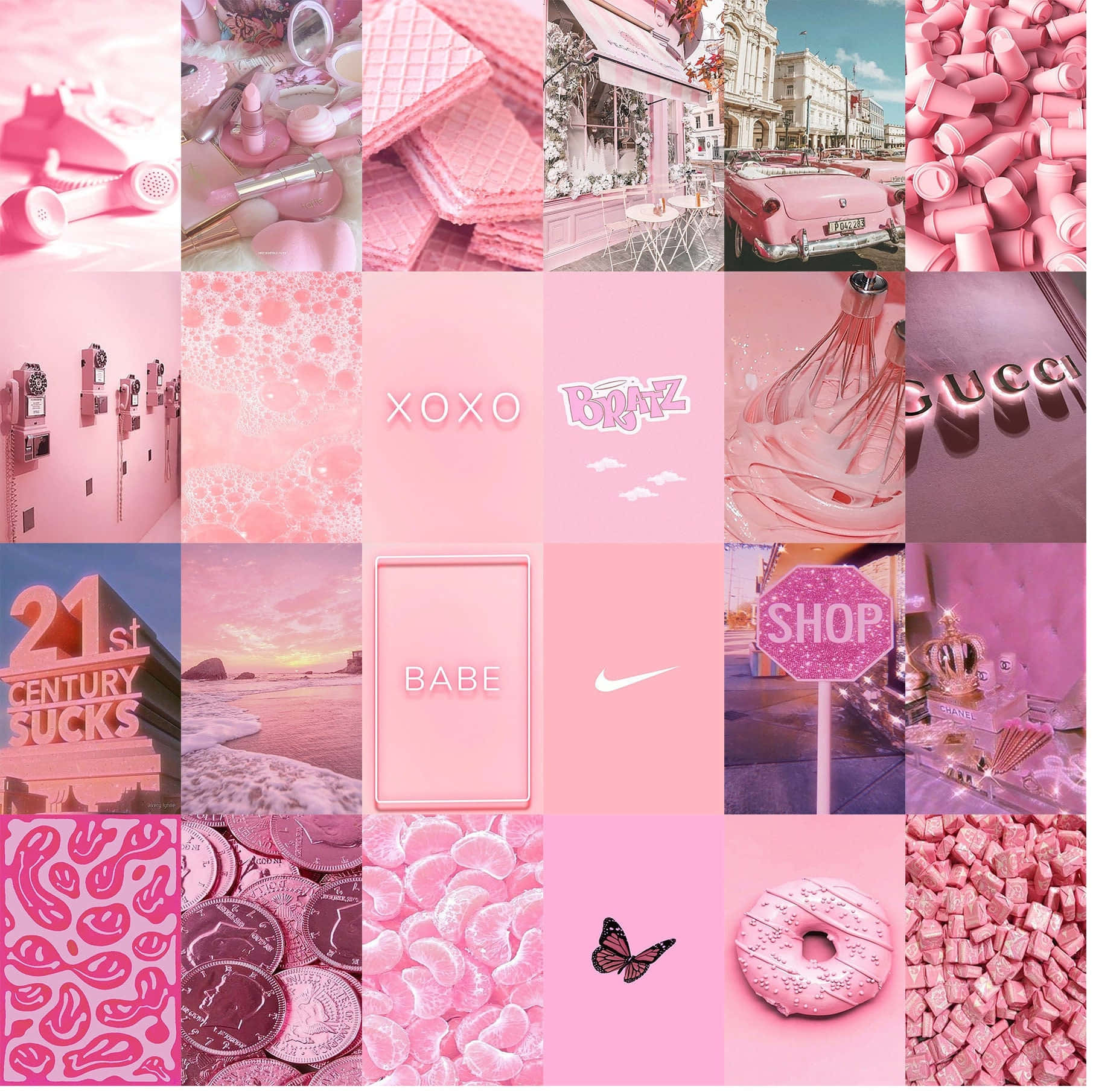 A Fun And Colorful Desktop Collage Boasting Pretty Shades Of Pink Background