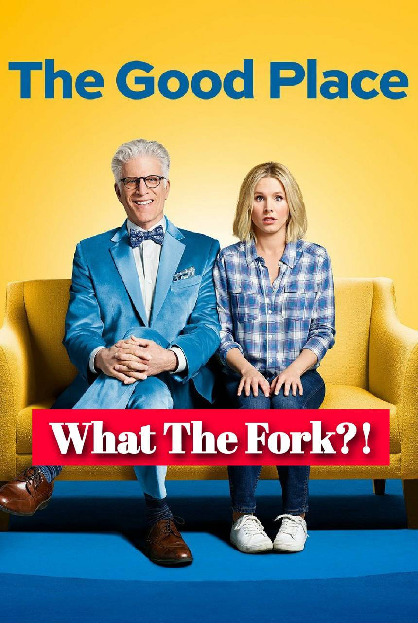 A Fun-filled Poster Of The Good Place Series Featuring Main Characters Background
