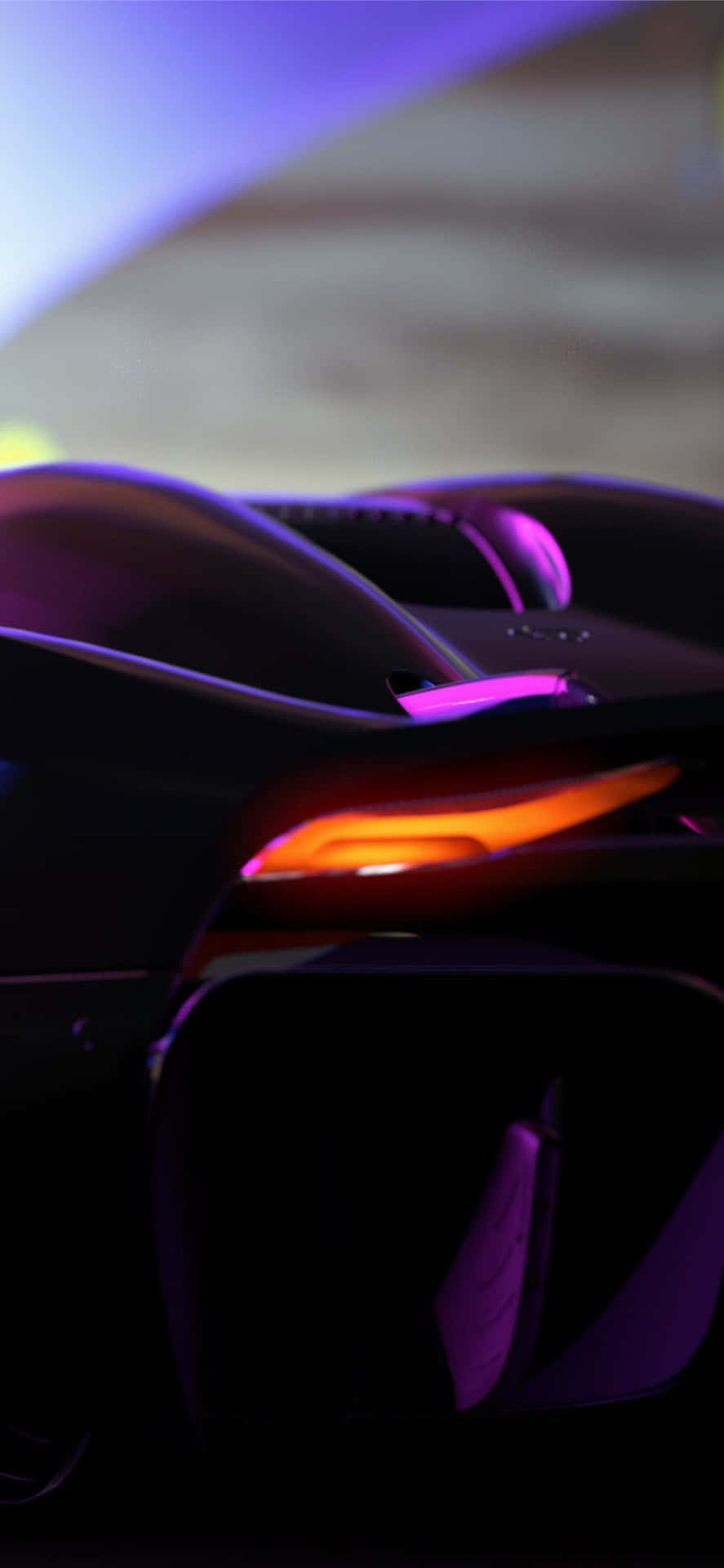 A Futuristic Car With A Bright Light Shining On It Background