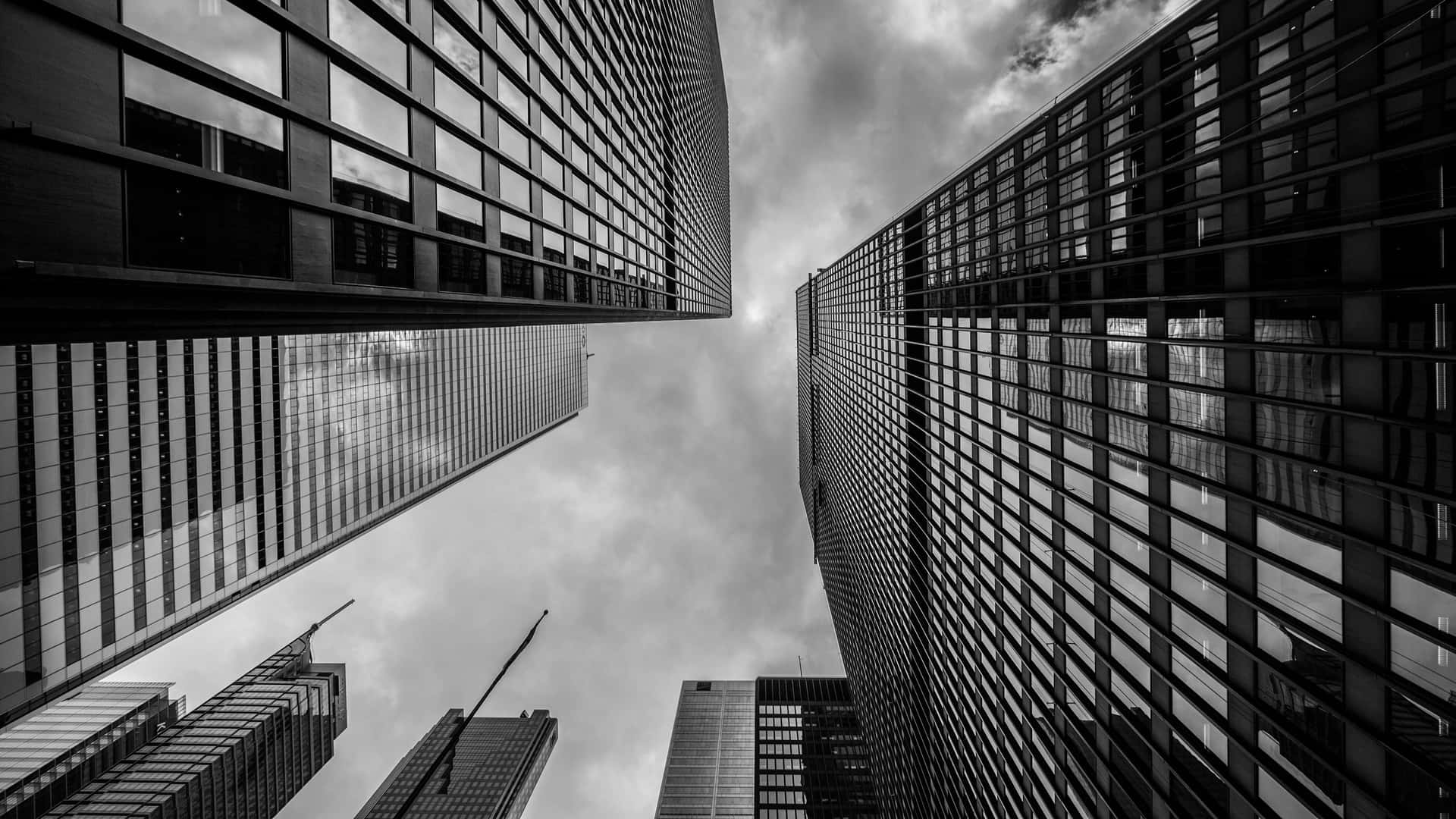 A Futuristic Skyline Of A Black And White City