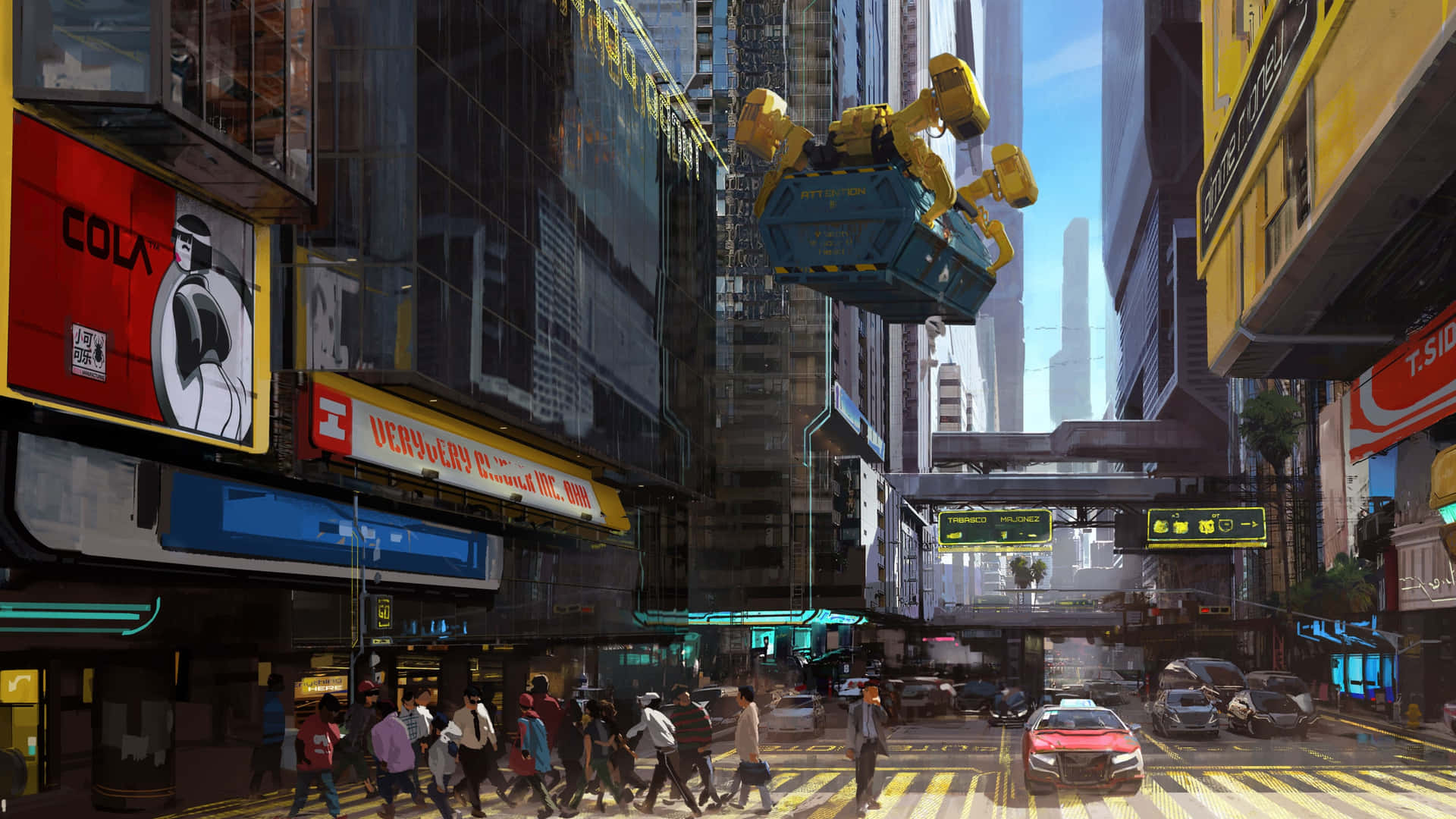 A Futuristic Skyline Of A Cyberpunk City Background