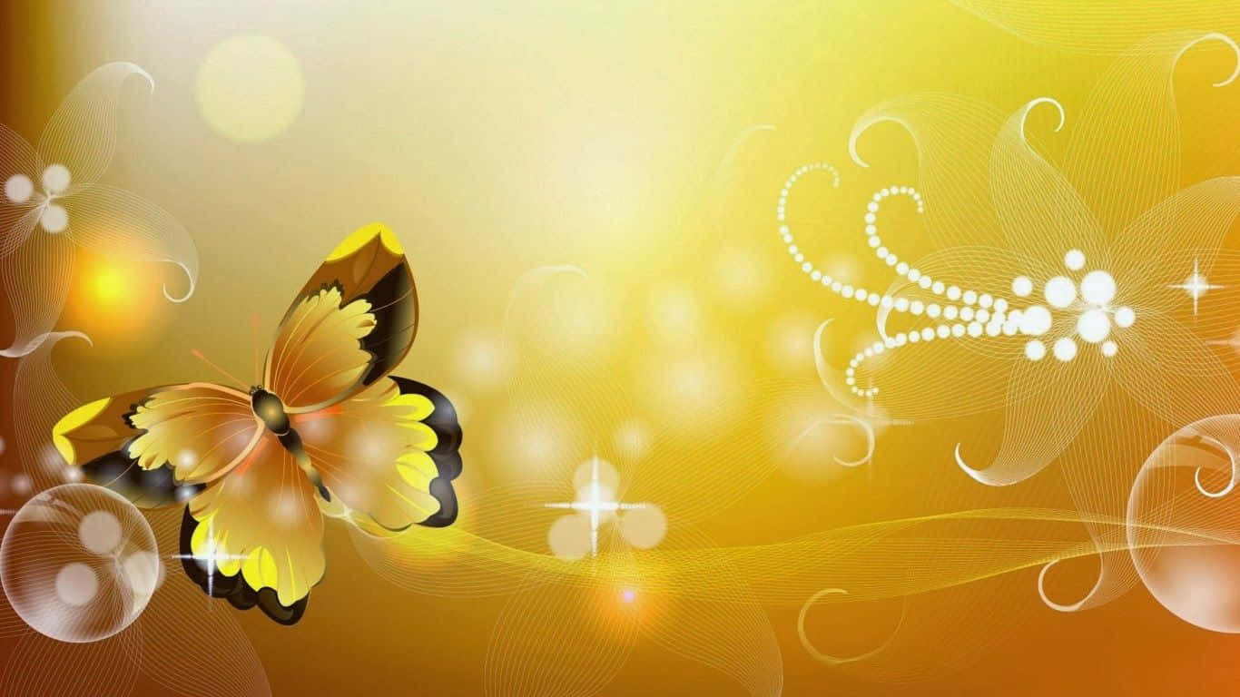A Gathering Of Cute Yellow Butterflies Background