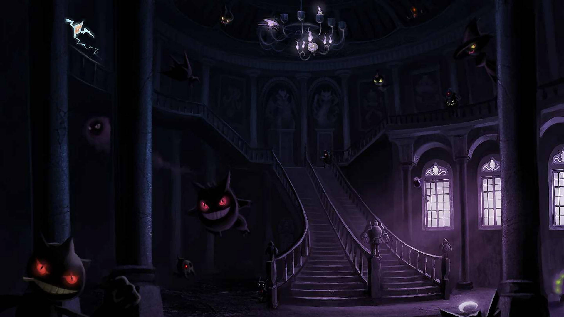 A Gengar Lurks In A Spooky Dark Mansion