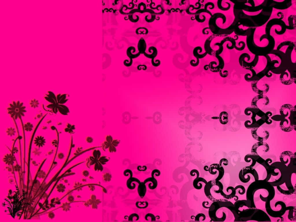 A Geometric Abstract Background In Pink, Black And White.