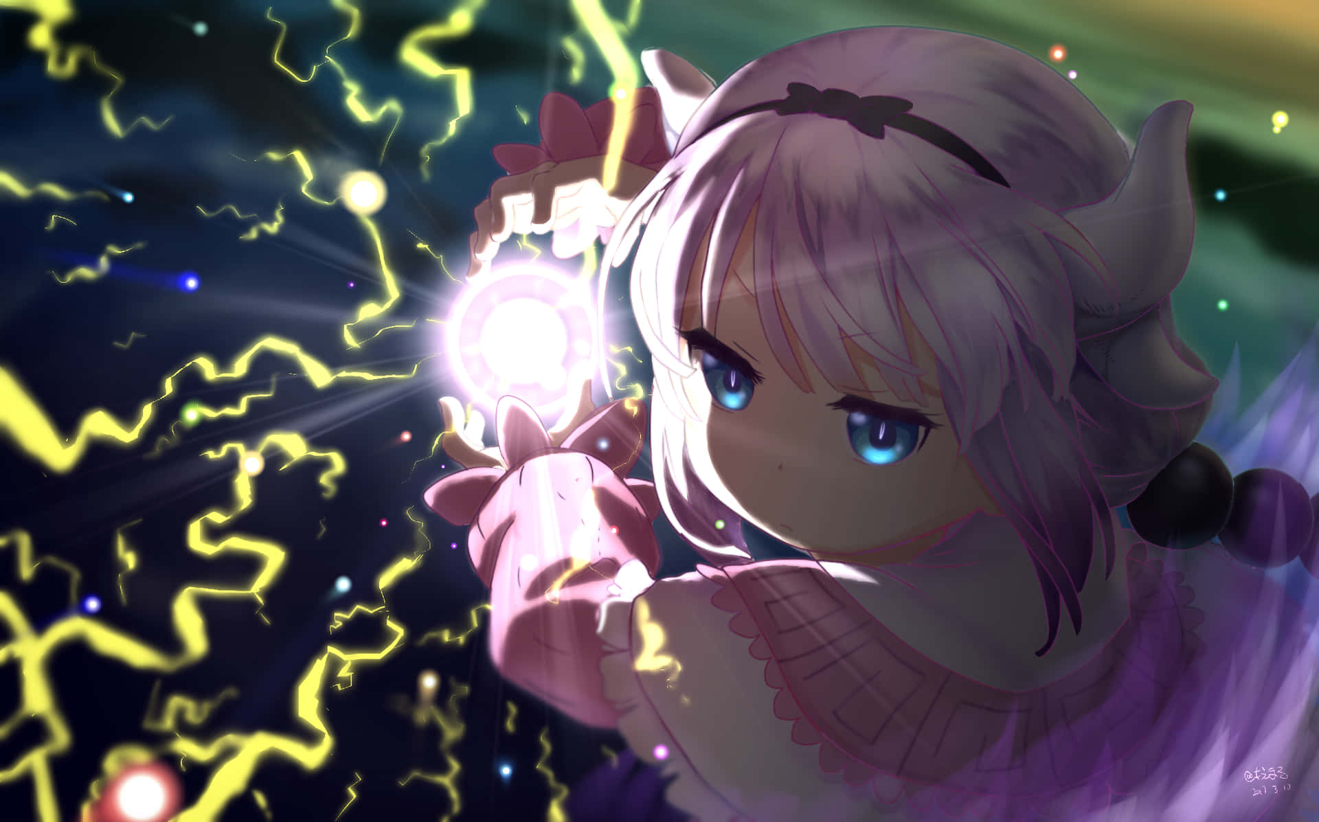 A Girl Holding A Lightning Bolt In Her Hand Background