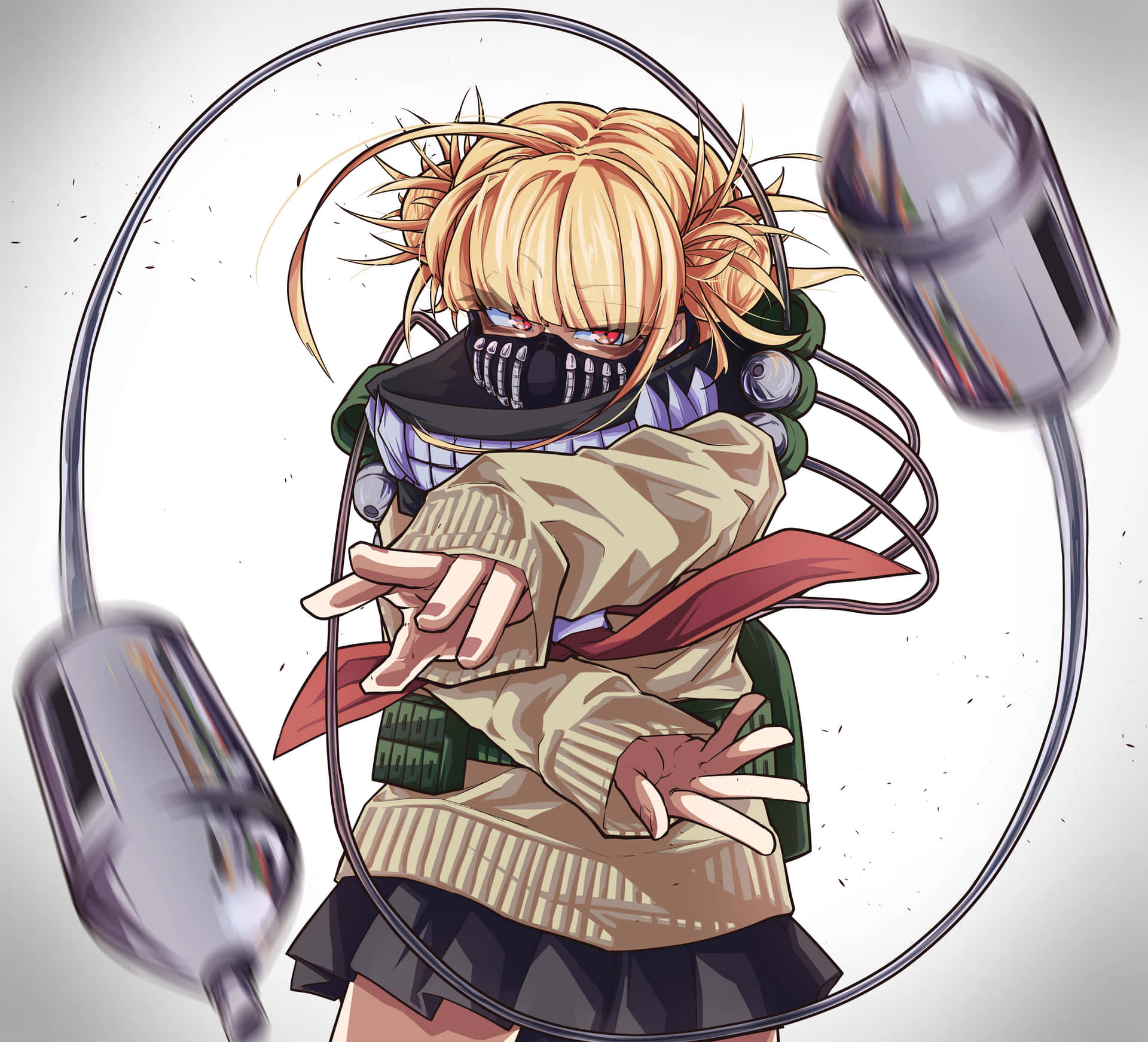 A Girl Holding A Wire And A Gun Background