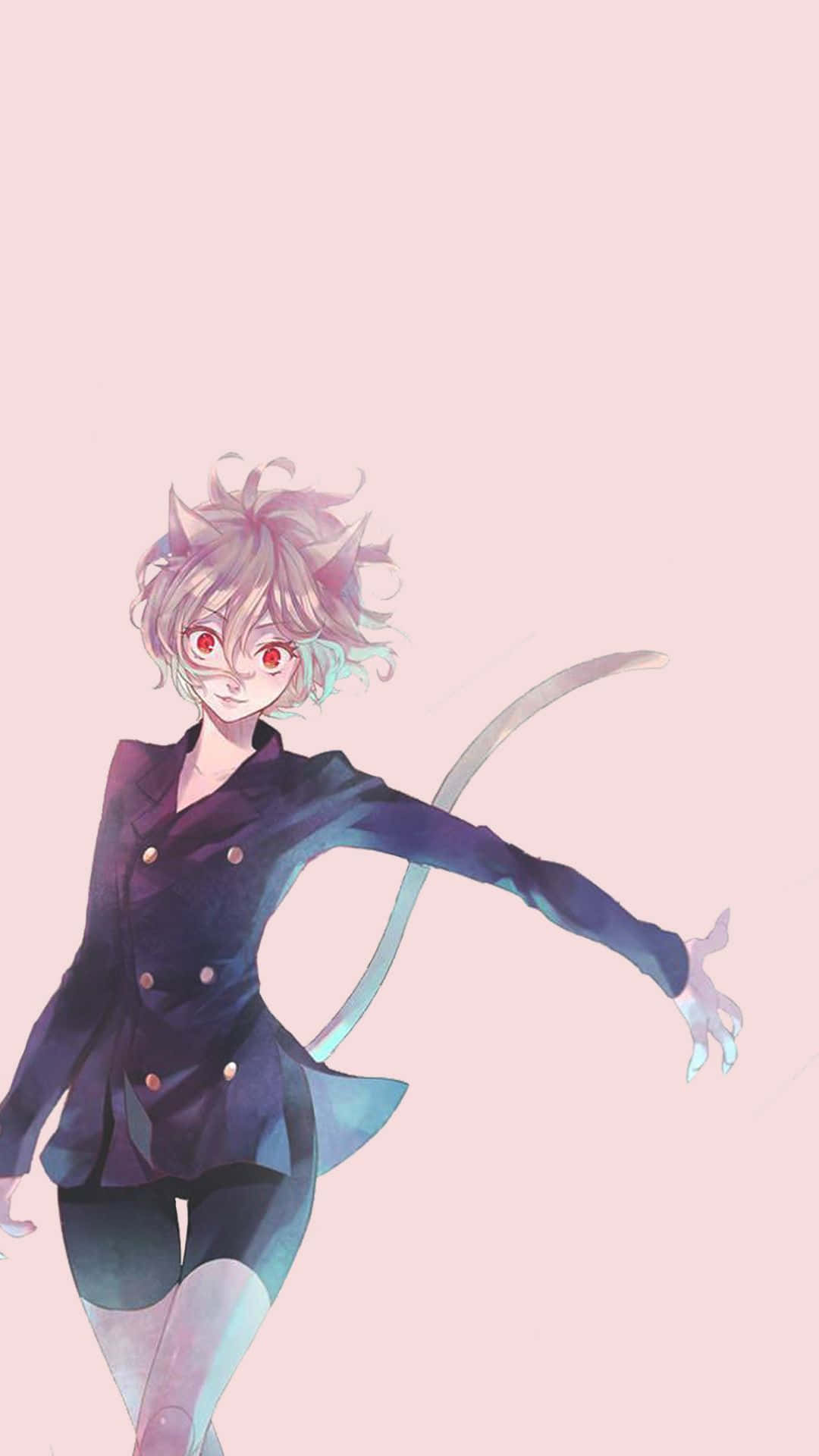 A Girl In A Black Suit And Pink Shirt Background