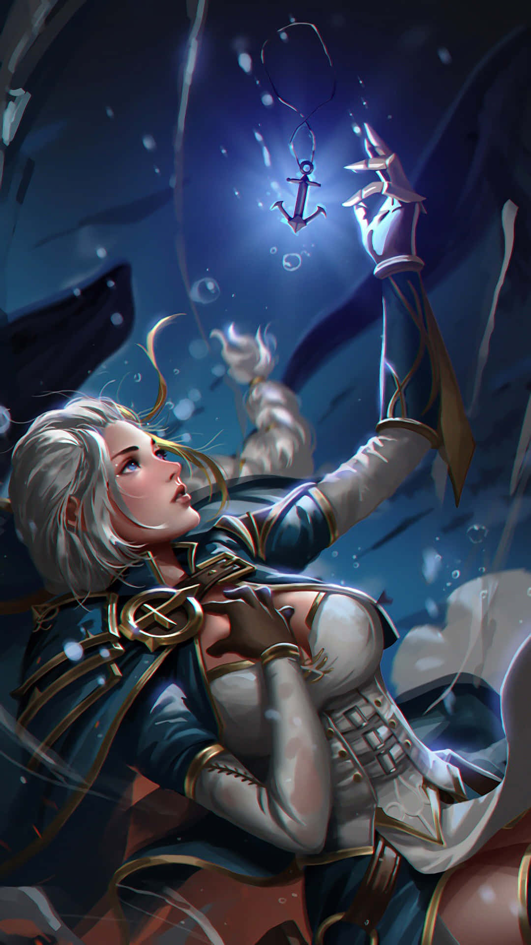 A Girl In A Blue Dress Holding A Sword