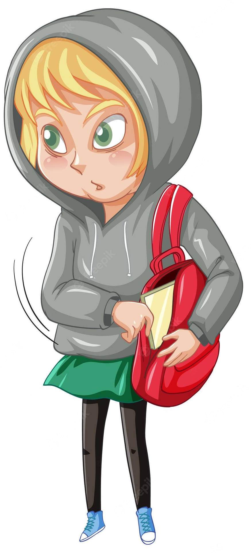 A Girl In A Hoodie Holding A Bag Background