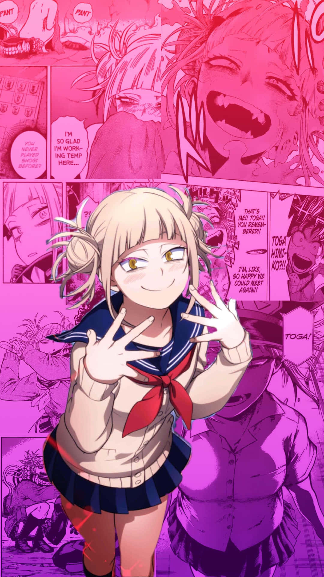 A Girl In A Pink Shirt Is Holding A Pink Hand Background