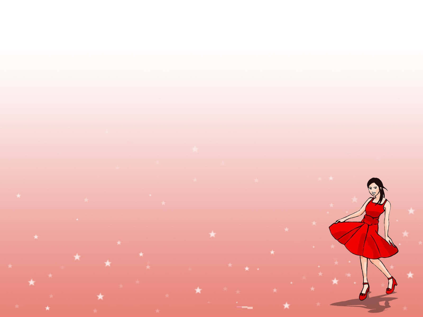 A Girl In A Red Dress Is Dancing On A Pink Background Background